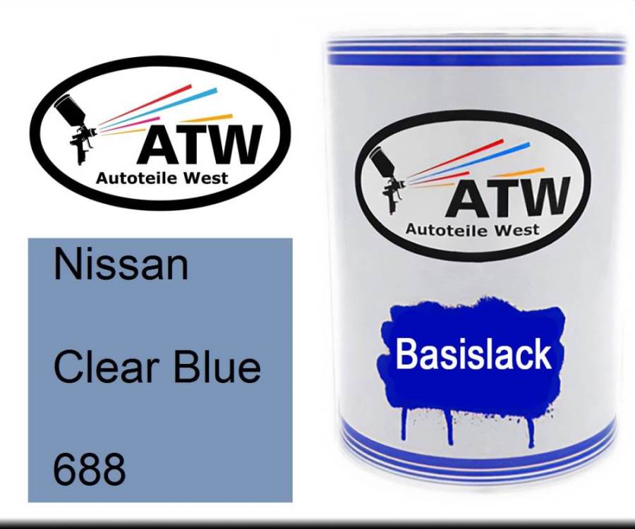 Nissan, Clear Blue, 688: 500ml Lackdose, von ATW Autoteile West.